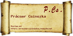 Prácser Csinszka névjegykártya